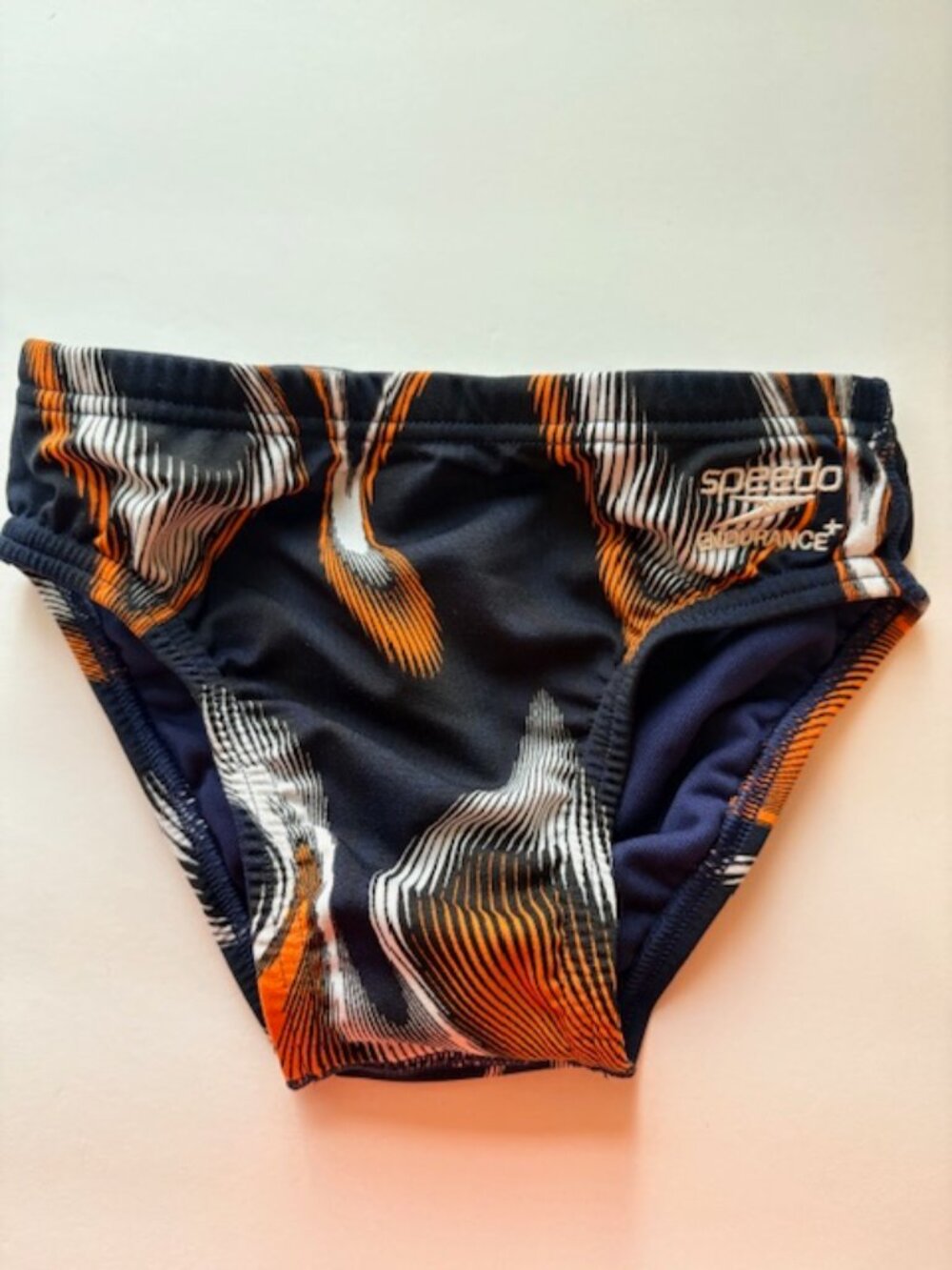 Speedo Purpose Brief Youth Boys ML 24 Endurance+ Swimwear Navy OrangeTrain New